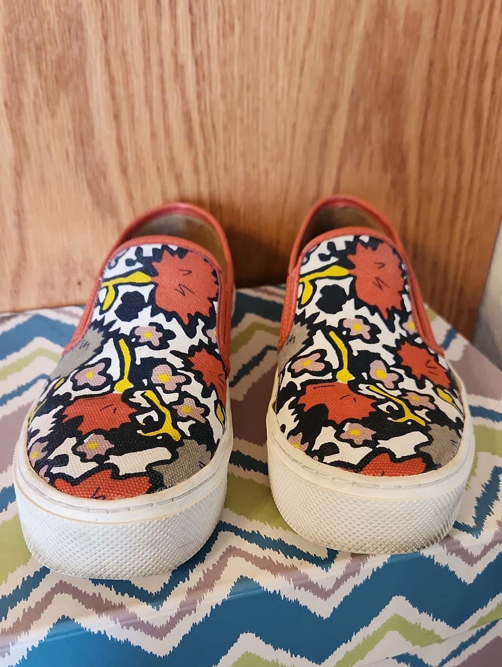 Coach Orange Multi Floral Slip-On Sneakers